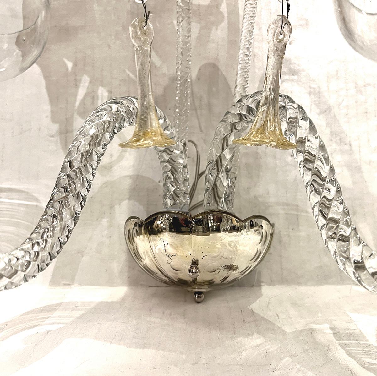 Pair of Antique Murano Sconces In Good Condition In New York, NY