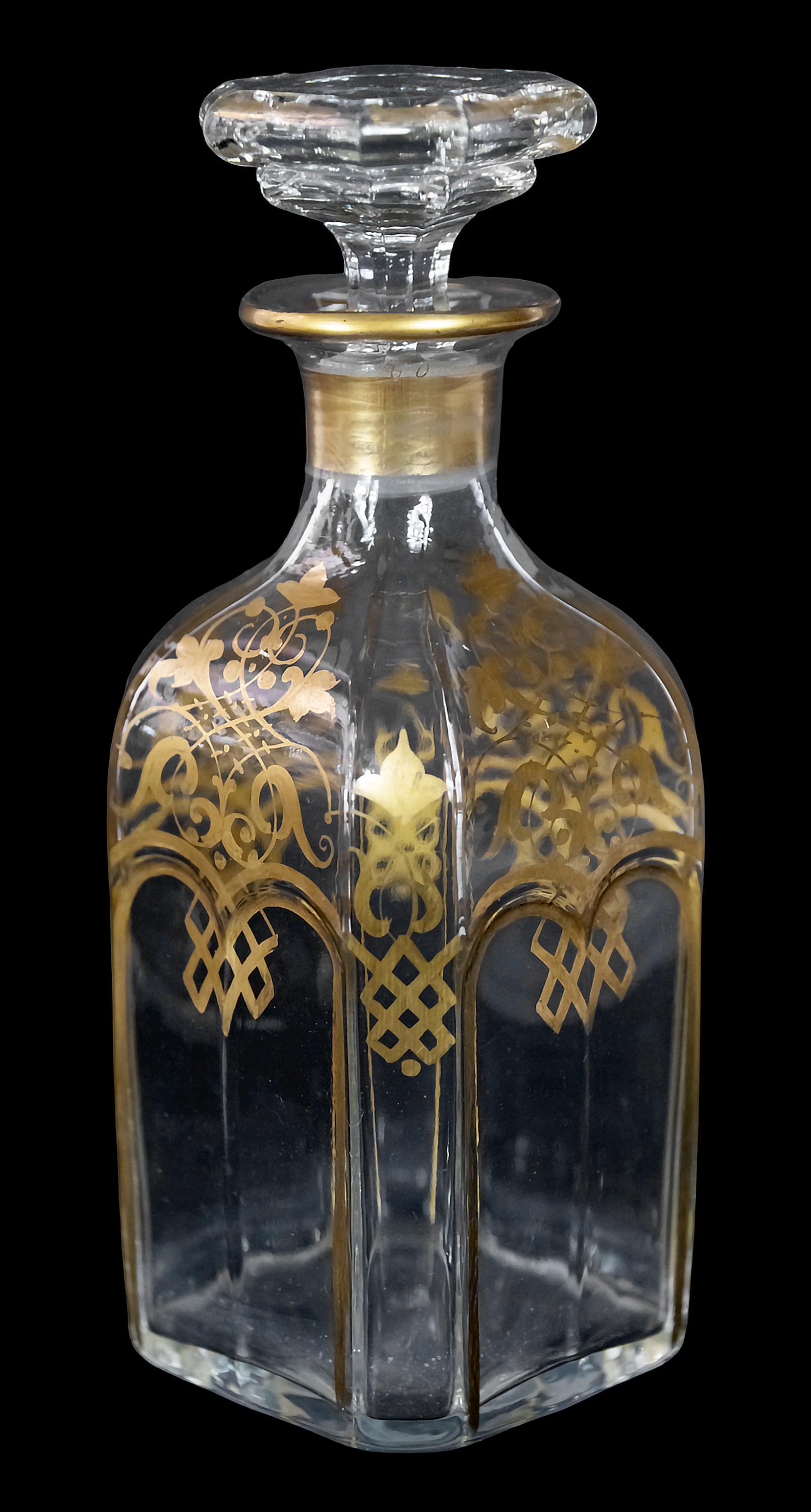 19th Century Pair of Antique Napoleon III Baccarat Crystal Square Decanters