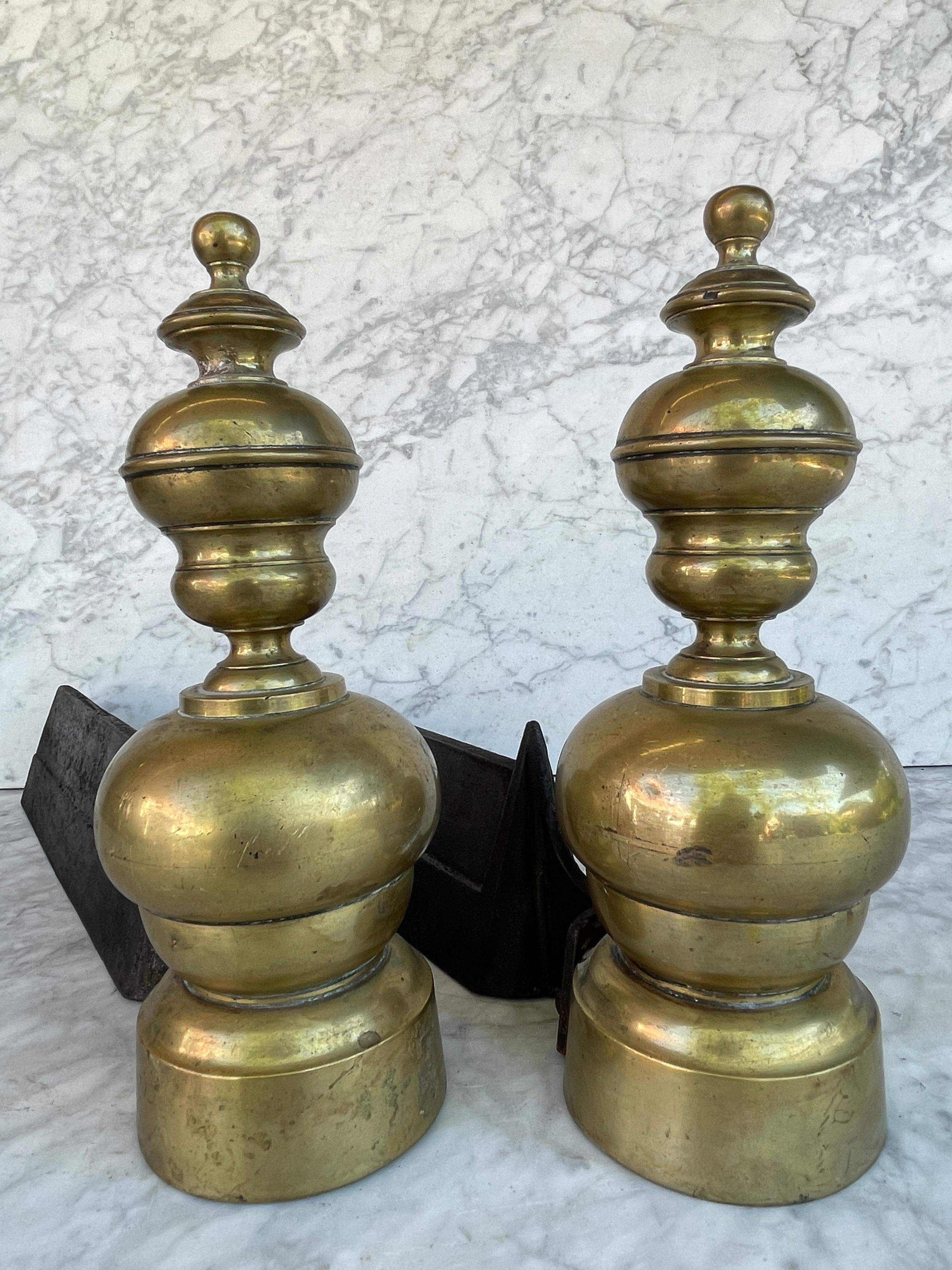 19th Century Pair of Antique Napoleon III Cast Iron Andirons / Firedogs For Sale