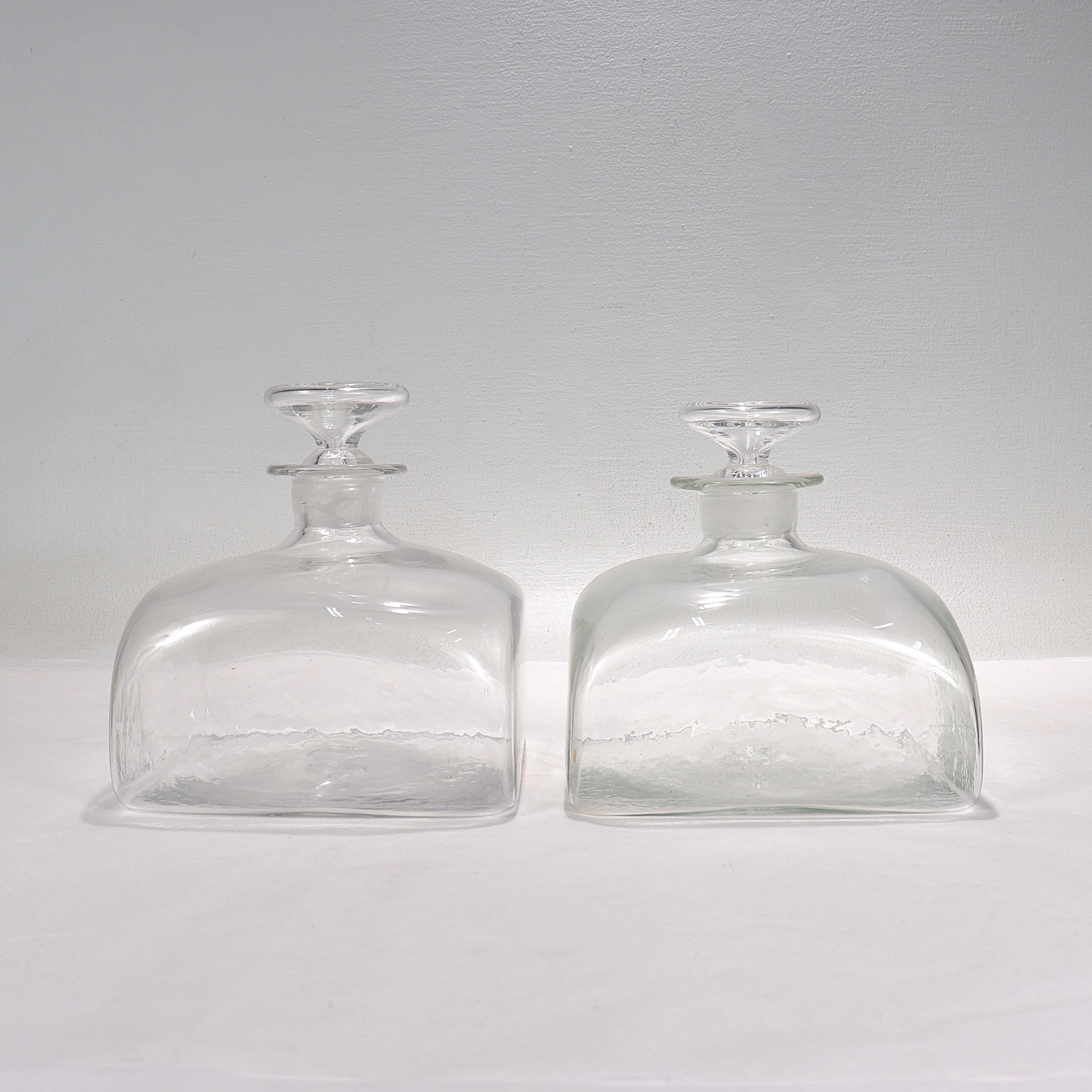 Unknown Pair of Antique Nautical or Maritime Blown Glass Ship Decanters For Sale