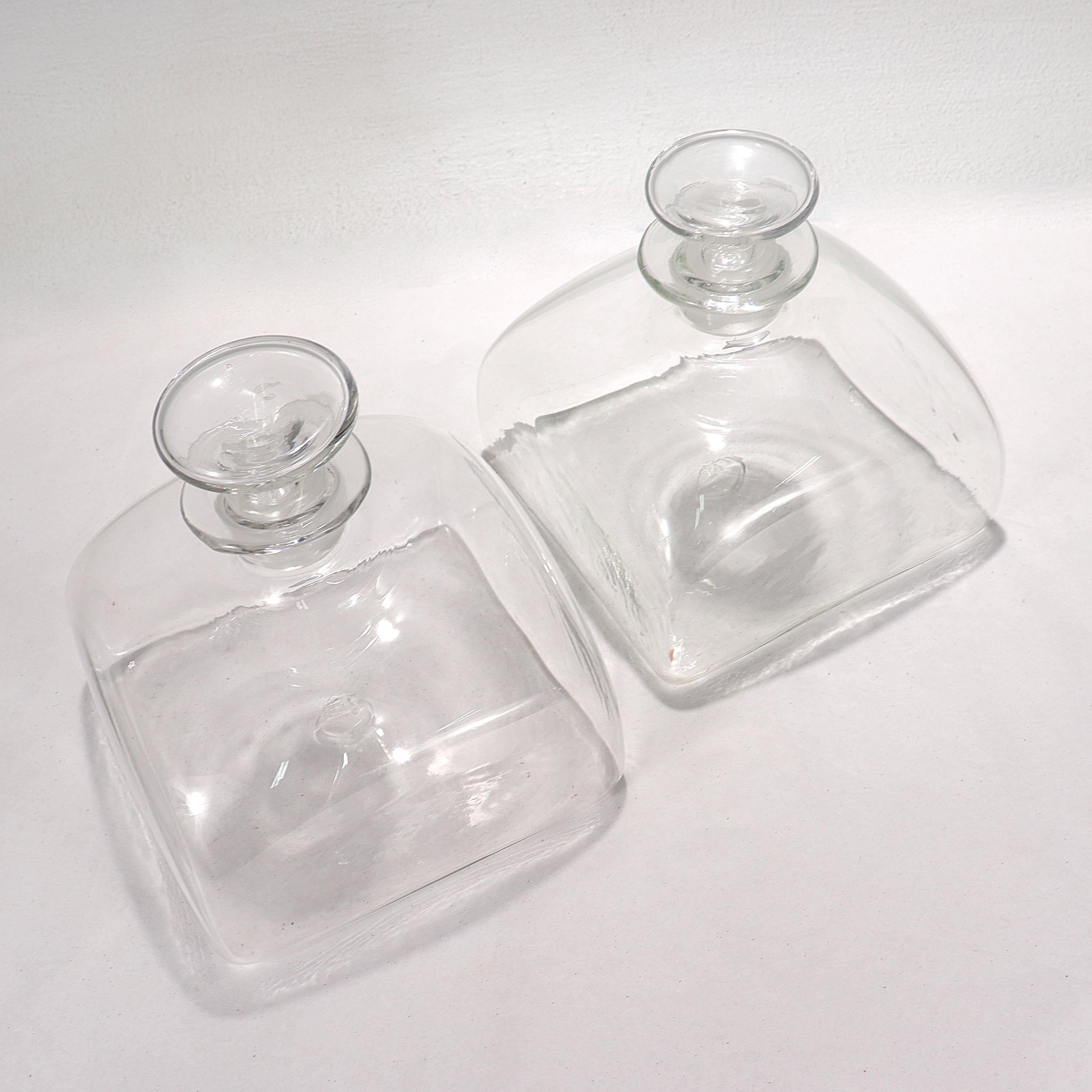 20th Century Pair of Antique Nautical or Maritime Blown Glass Ship Decanters For Sale