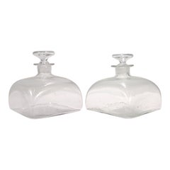 Pair of Antique Nautical or Maritime Blown Glass Ship Decanters