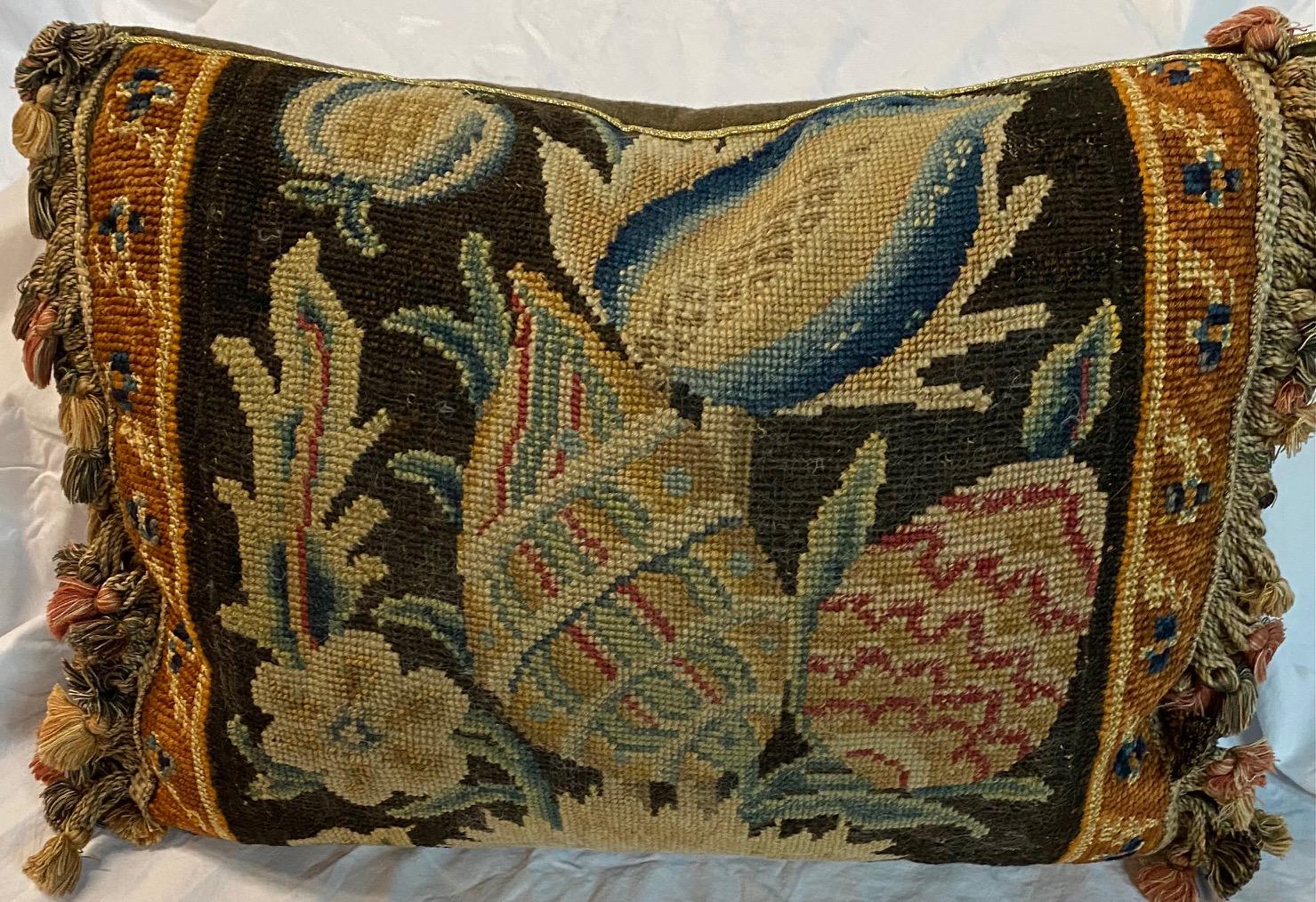 European Pair of Antique Needlework Cushions, 19th century For Sale