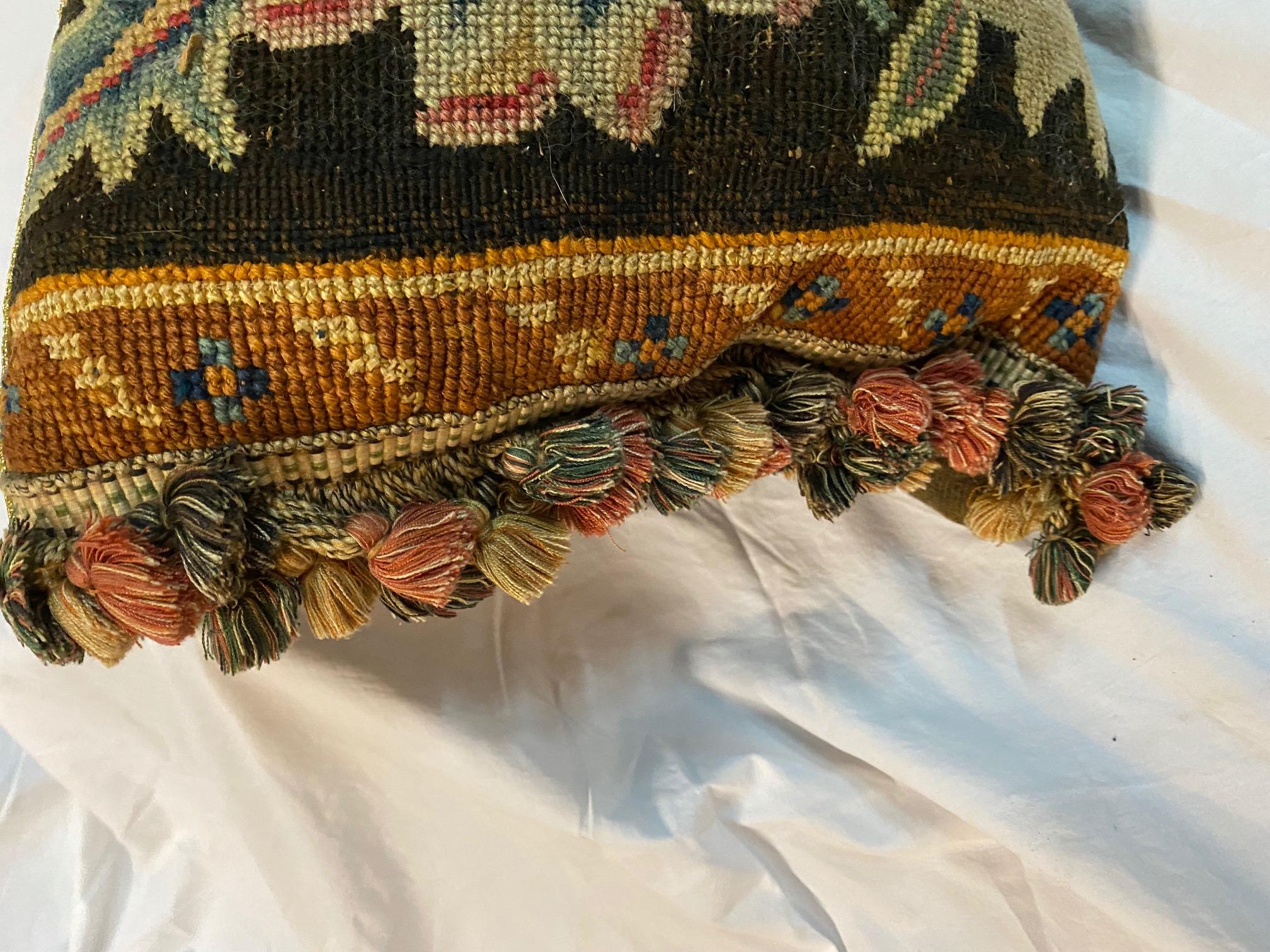 Pair of Antique Needlework Cushions, 19th century In Good Condition For Sale In Palm Beach, FL