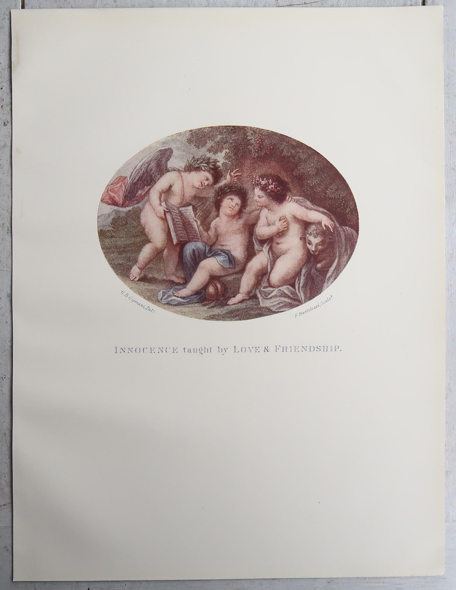 Neoclassical Pair of Antique Neo-Classical Bartolozzi Prints. 1907 For Sale