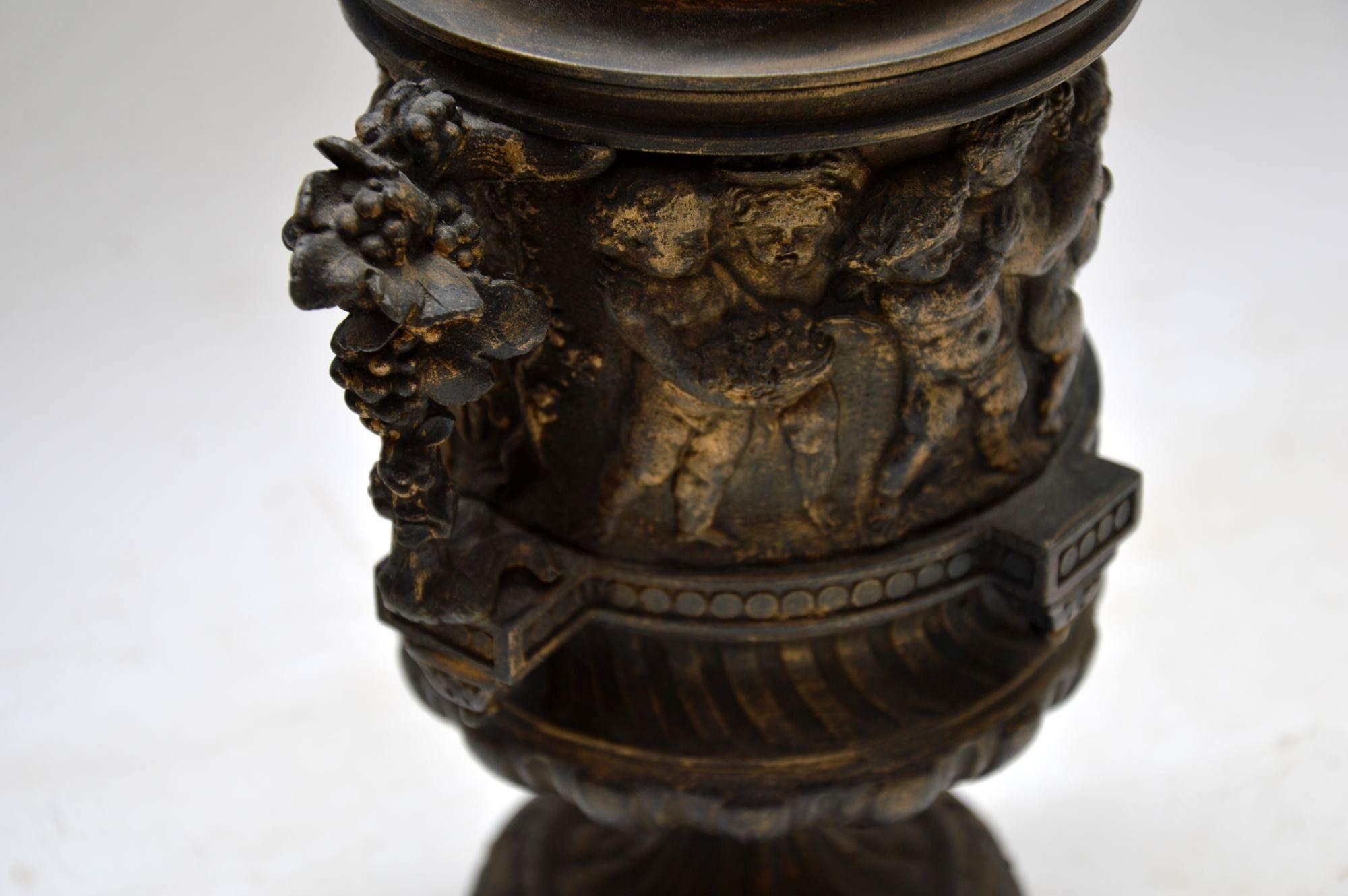 Pair of Antique Neoclassical Bronze Urns 6