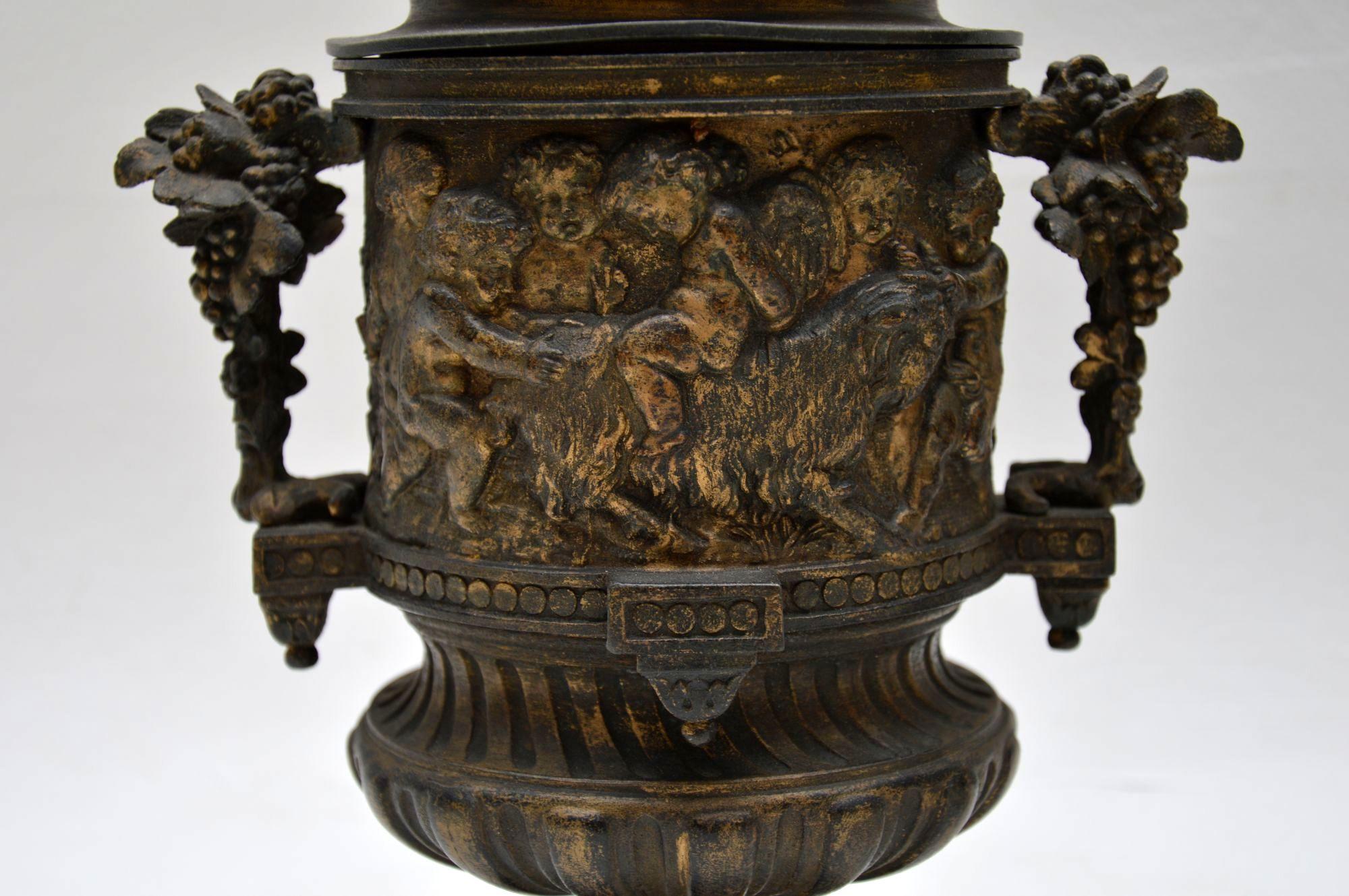 Late 19th Century Pair of Antique Neoclassical Bronze Urns