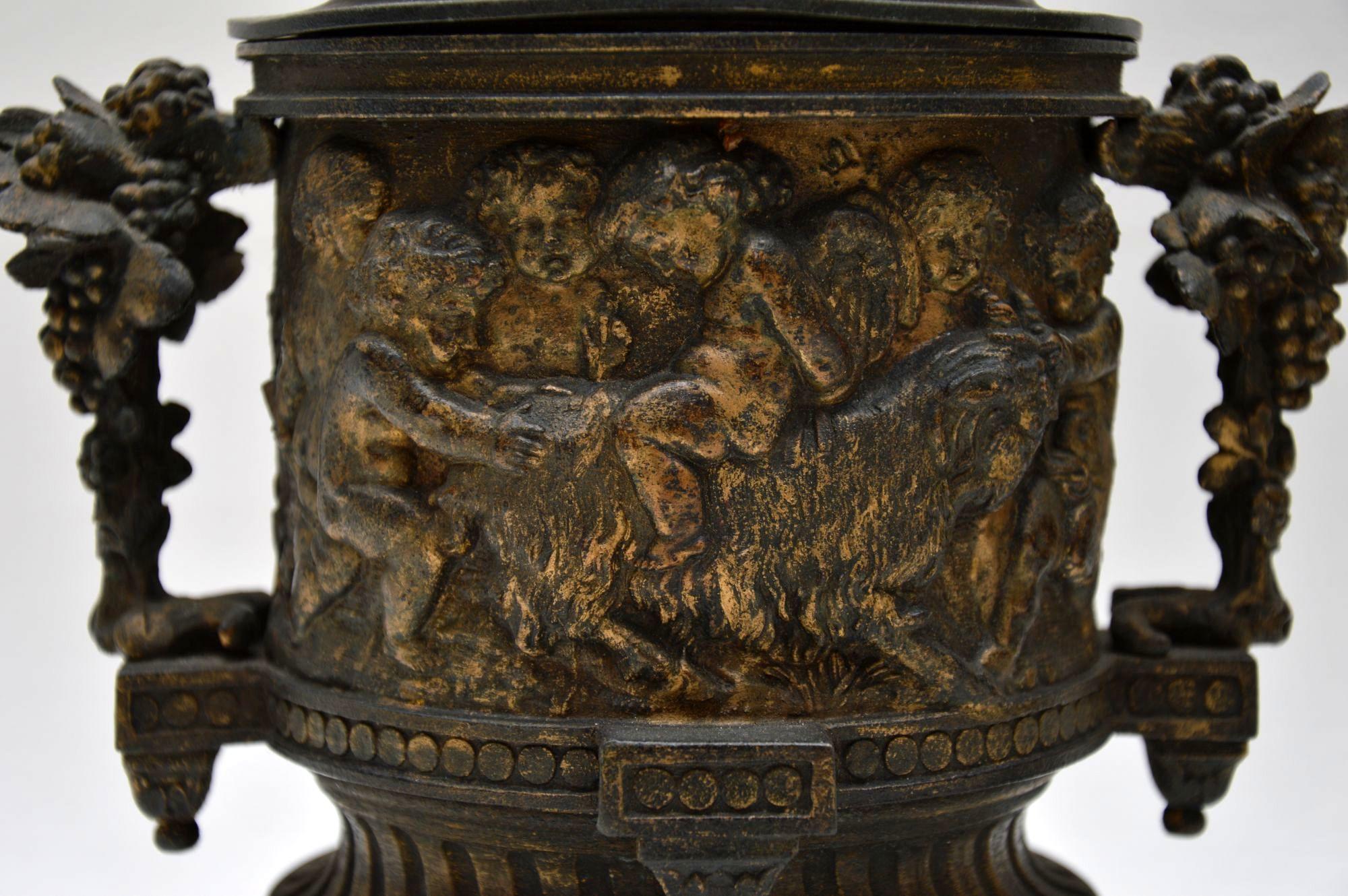 Pair of Antique Neoclassical Bronze Urns 1