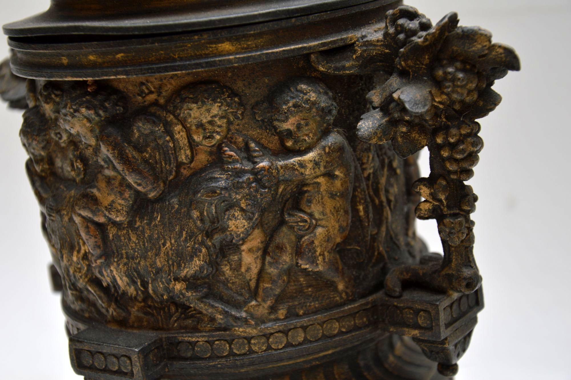 Pair of Antique Neoclassical Bronze Urns 4