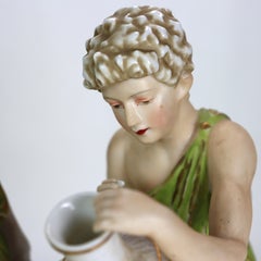 Pair Of Antique Neoclassical Amphora Figural Bisque Porcelain Bookends c1890