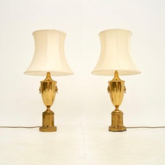 Pair of Antique Neoclassical Brass Table Lamps