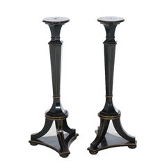 Pair of Antique Neoclassical Ebonized Pedestals C1900