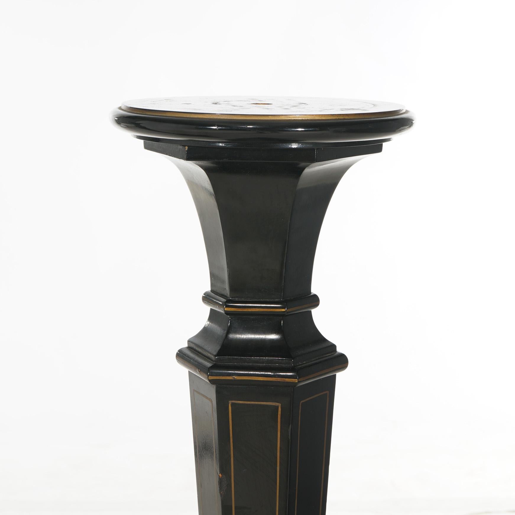 Pair of Antique Neoclassical Ebonized Pedestals C1900 In Good Condition For Sale In Big Flats, NY
