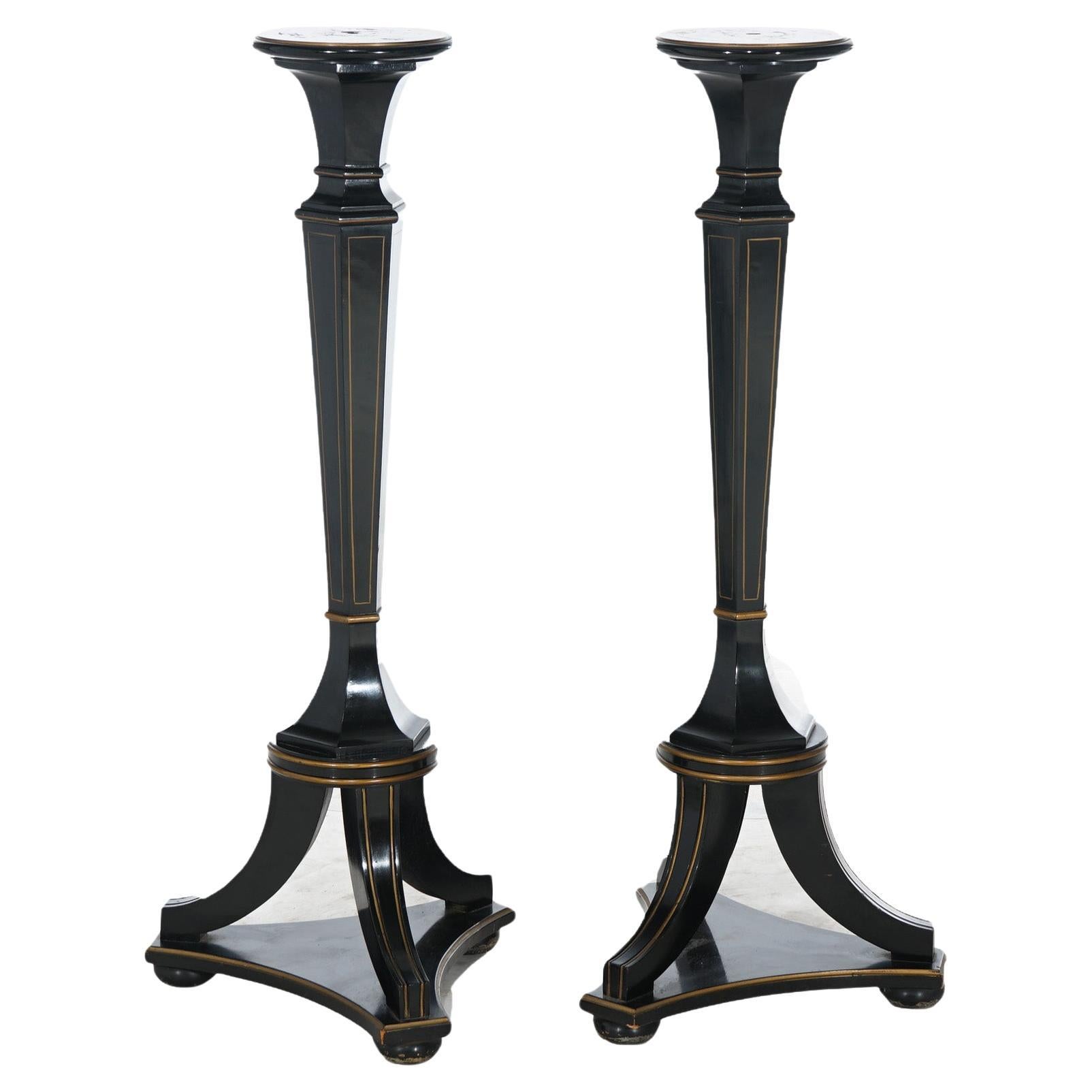 Pair of Antique Neoclassical Ebonized Pedestals C1900 For Sale