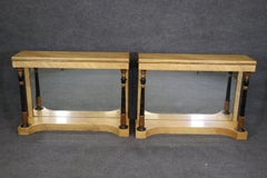 Pareja de Consolas Antiguas NeoClásicas Decoradas con Pintura Faux Mármol