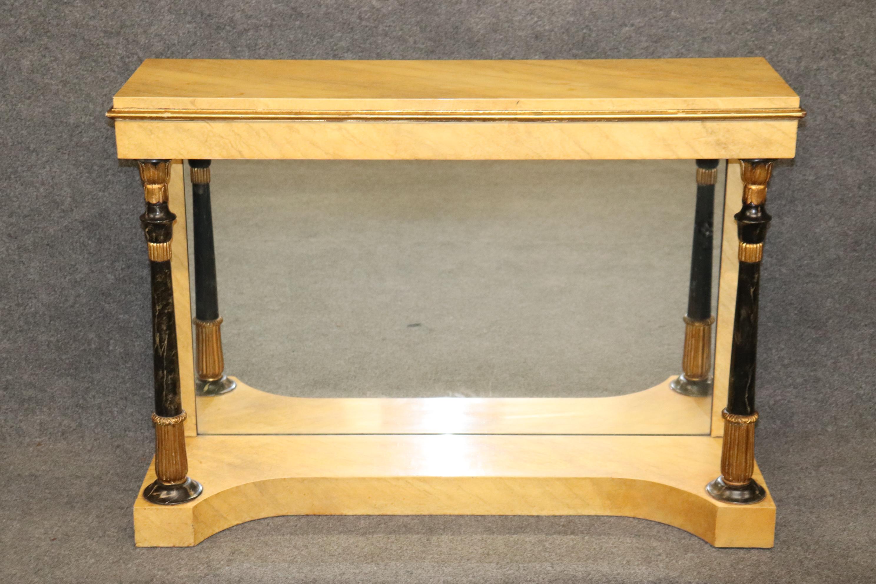20th Century Pair of Antique NeoClassical Faux Marble Paint Decorated Console Tables For Sale
