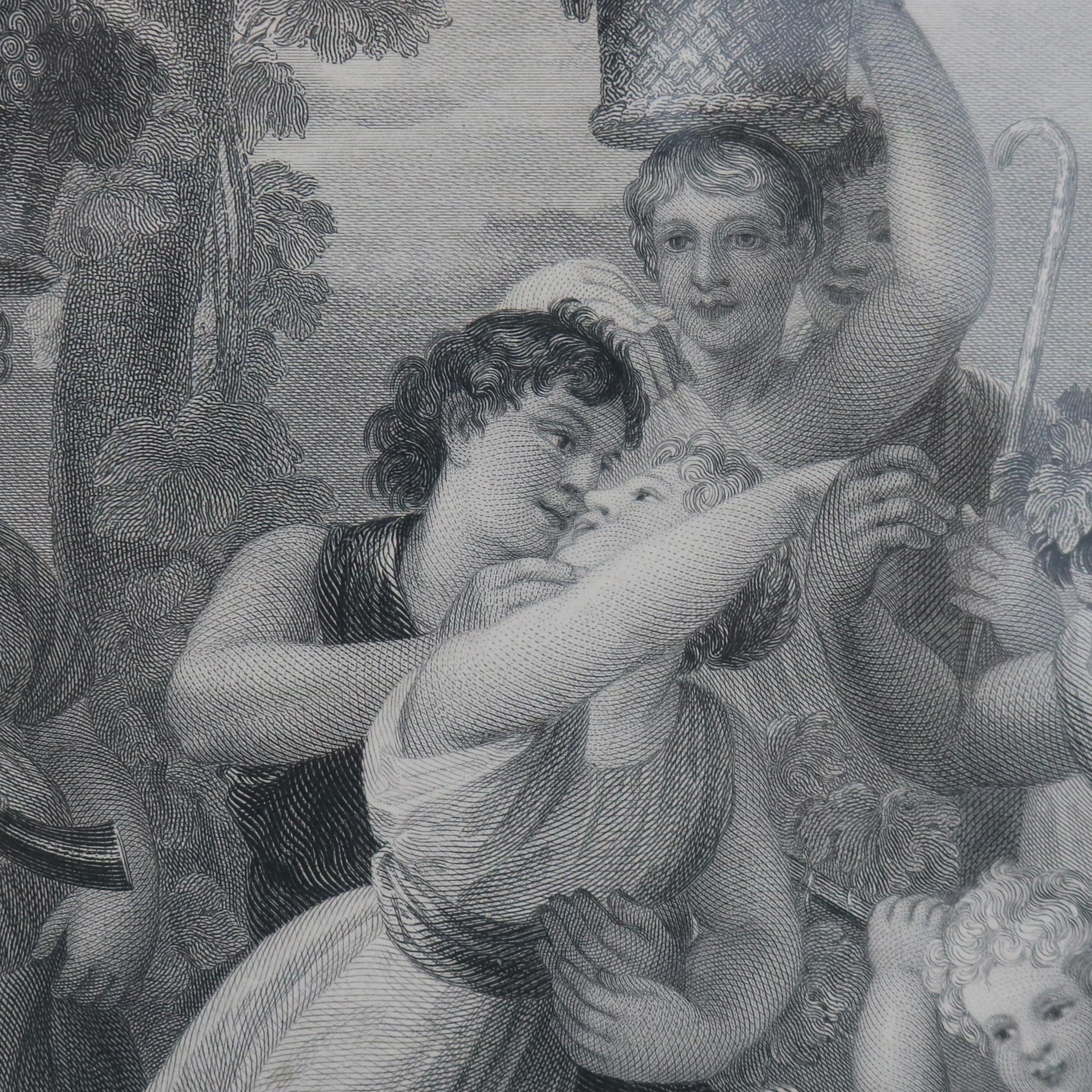 Paire d'impressions néoclassiques anciennes de scènes de genre, encadrées, vers 1890 Bon état - En vente à Big Flats, NY