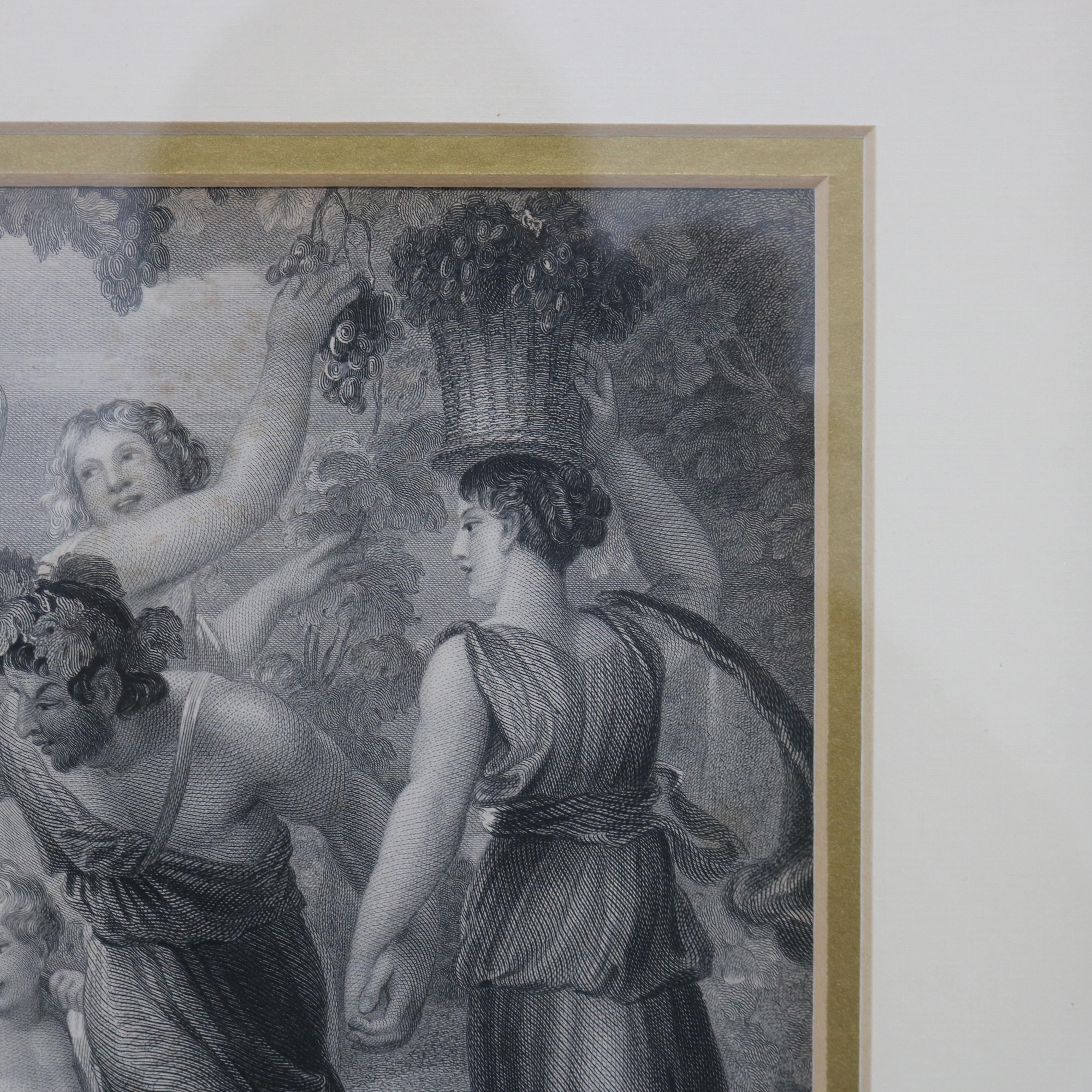 Paire d'impressions néoclassiques anciennes de scènes de genre, encadrées, vers 1890 en vente 3