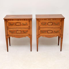 Pair of Antique Neoclassical Inlaid Bedside Chests