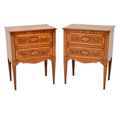 Pair of Antique Neoclassical Inlaid Bedside Chests