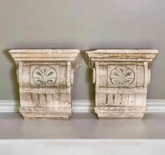 Pair of Antique Neoclassical Plaster Corbel Wall Brackets for Mantle, Doorstop