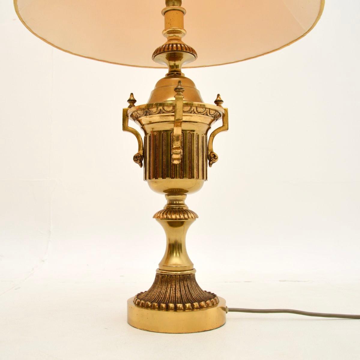 Pair of Antique Neoclassical Style Brass Table Lamps For Sale 1