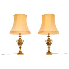 Pair of Antique Neoclassical Style Brass Table Lamps