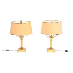 Pair of Antique Neoclassical Style Brass Table Lamps