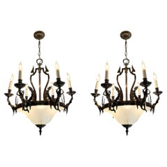 Pair of Antique Neoclassical Style Chandeliers