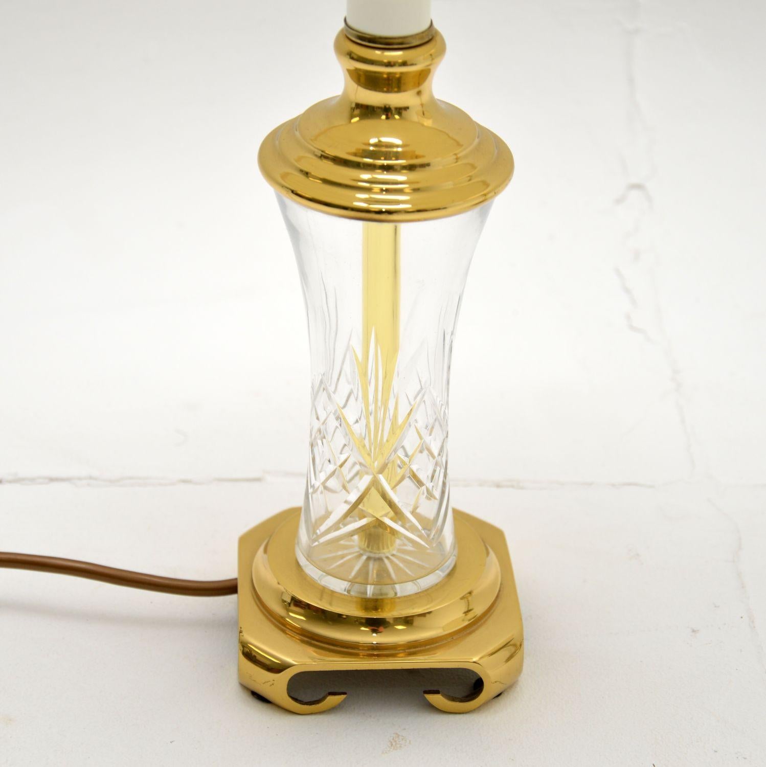 Pair of Antique Neoclassical Style Glass and Brass Table Lamps In Good Condition In London, GB