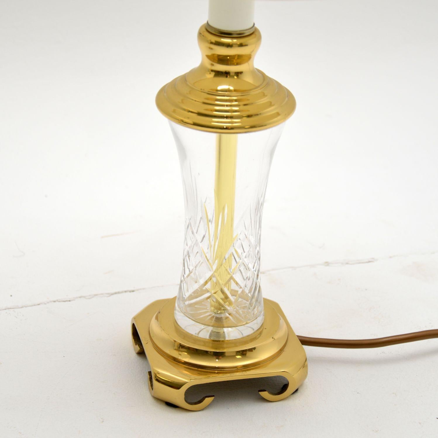 Mid-20th Century Pair of Antique Neoclassical Style Glass and Brass Table Lamps