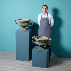 Pair of Antique Neoclassical Style Lead Urns