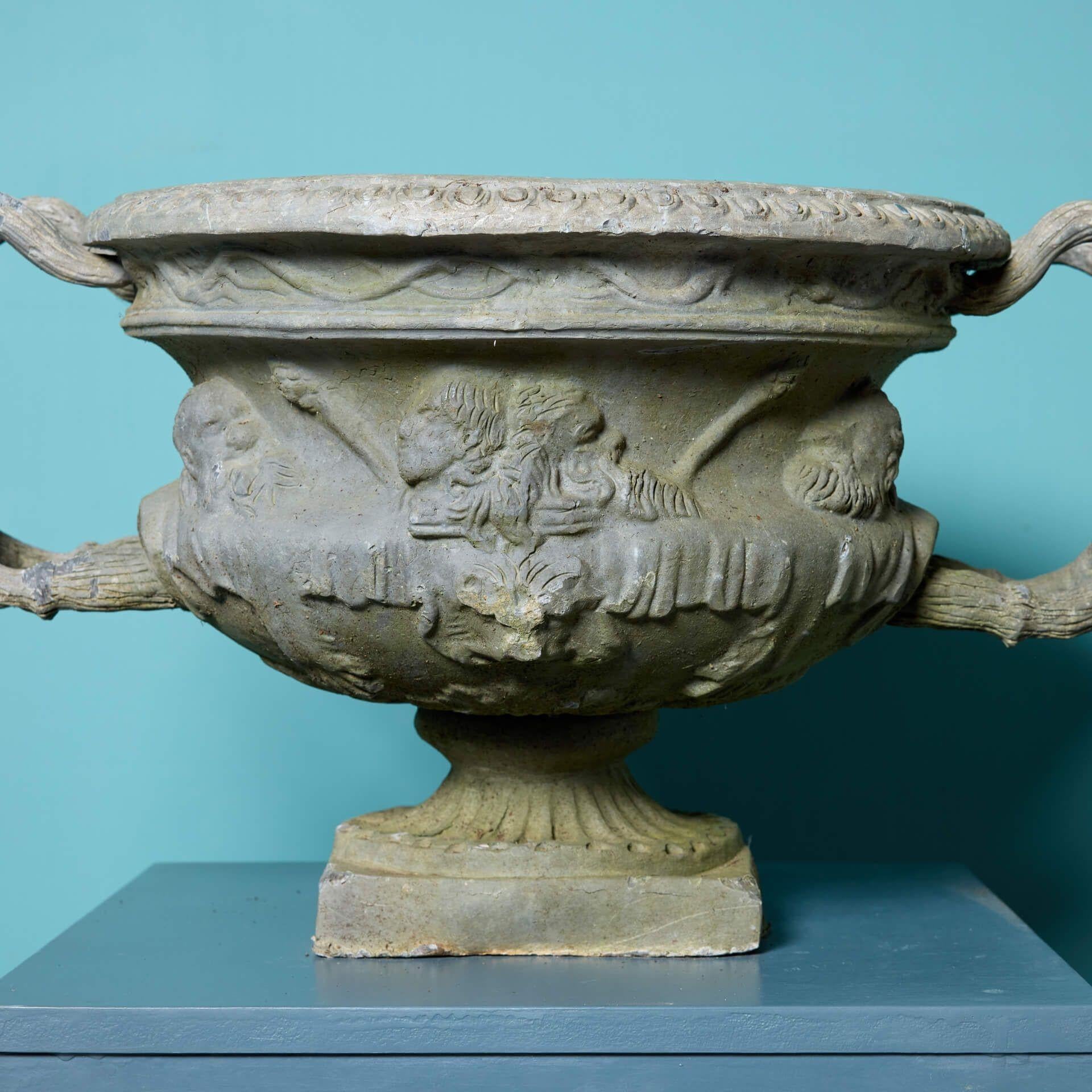 Pair of Antique Neoclassical Style Lead Urns For Sale 2