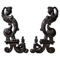 Paire de supports de sphinx anciens en Oak de style néoclassique