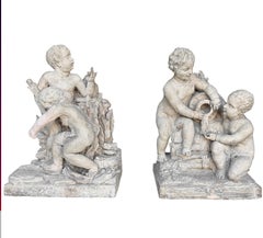 Pair of Antique Neoclassical Terracotta Putti, 1800s