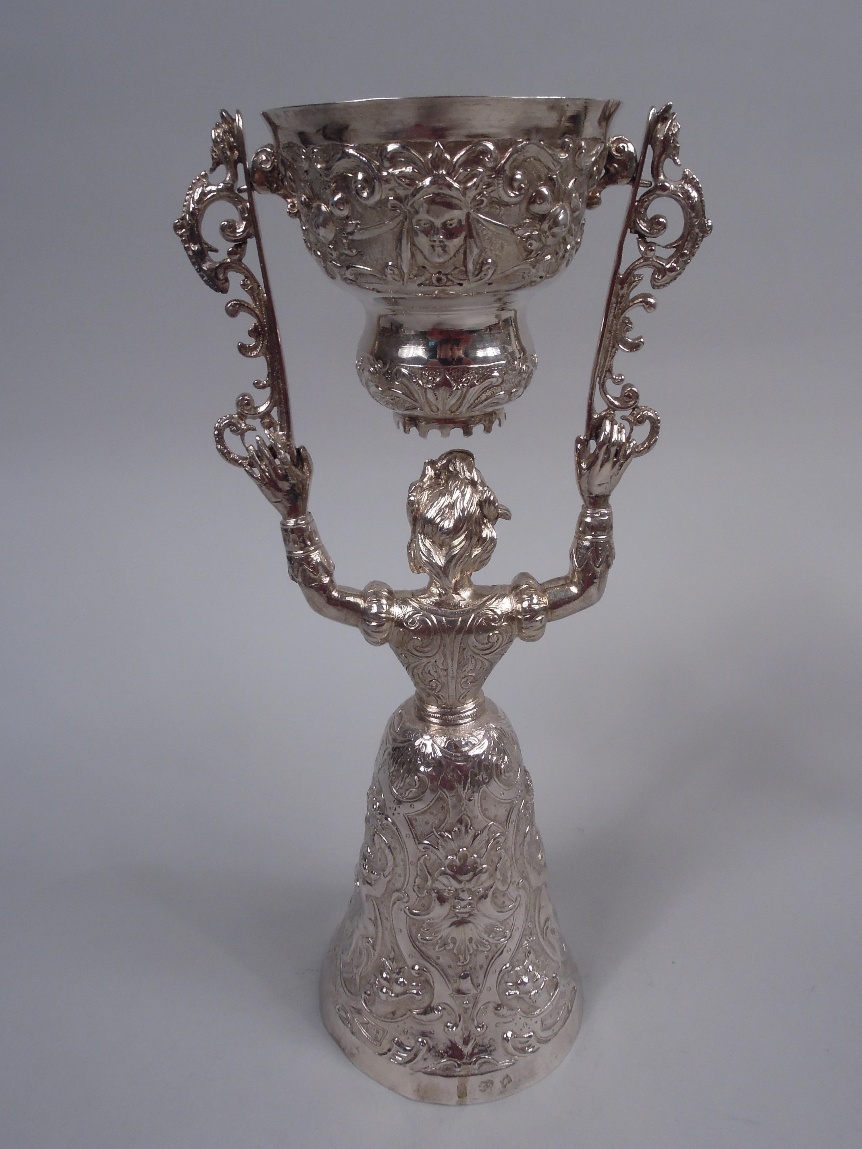 Paar antike Neresheimer-Hochzeitsbecher aus deutschem Silber von König und Königin (Barock) im Angebot