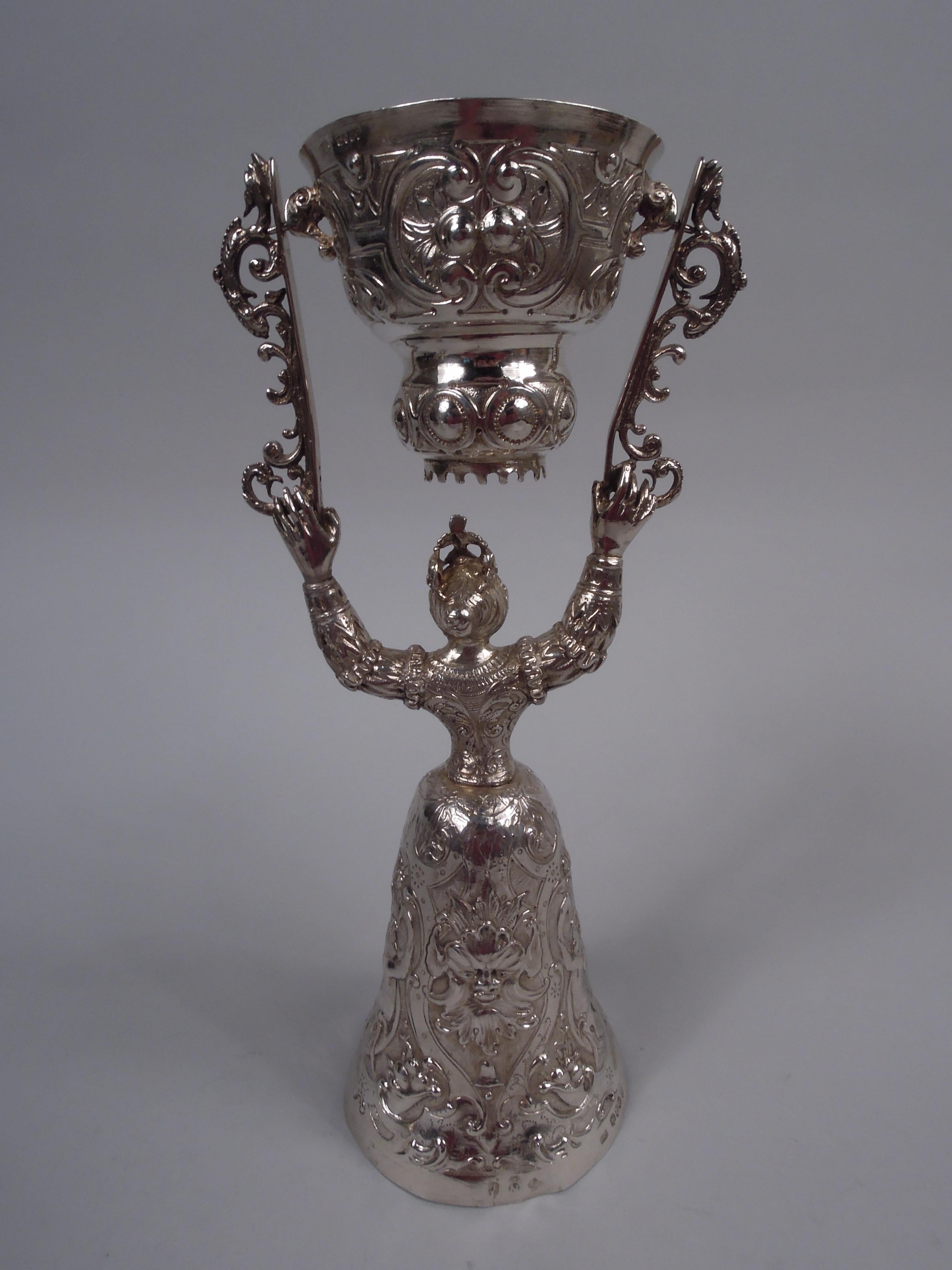 Pair of Antique Neresheimer German Silver King & Queen Wedding Cups For Sale 1