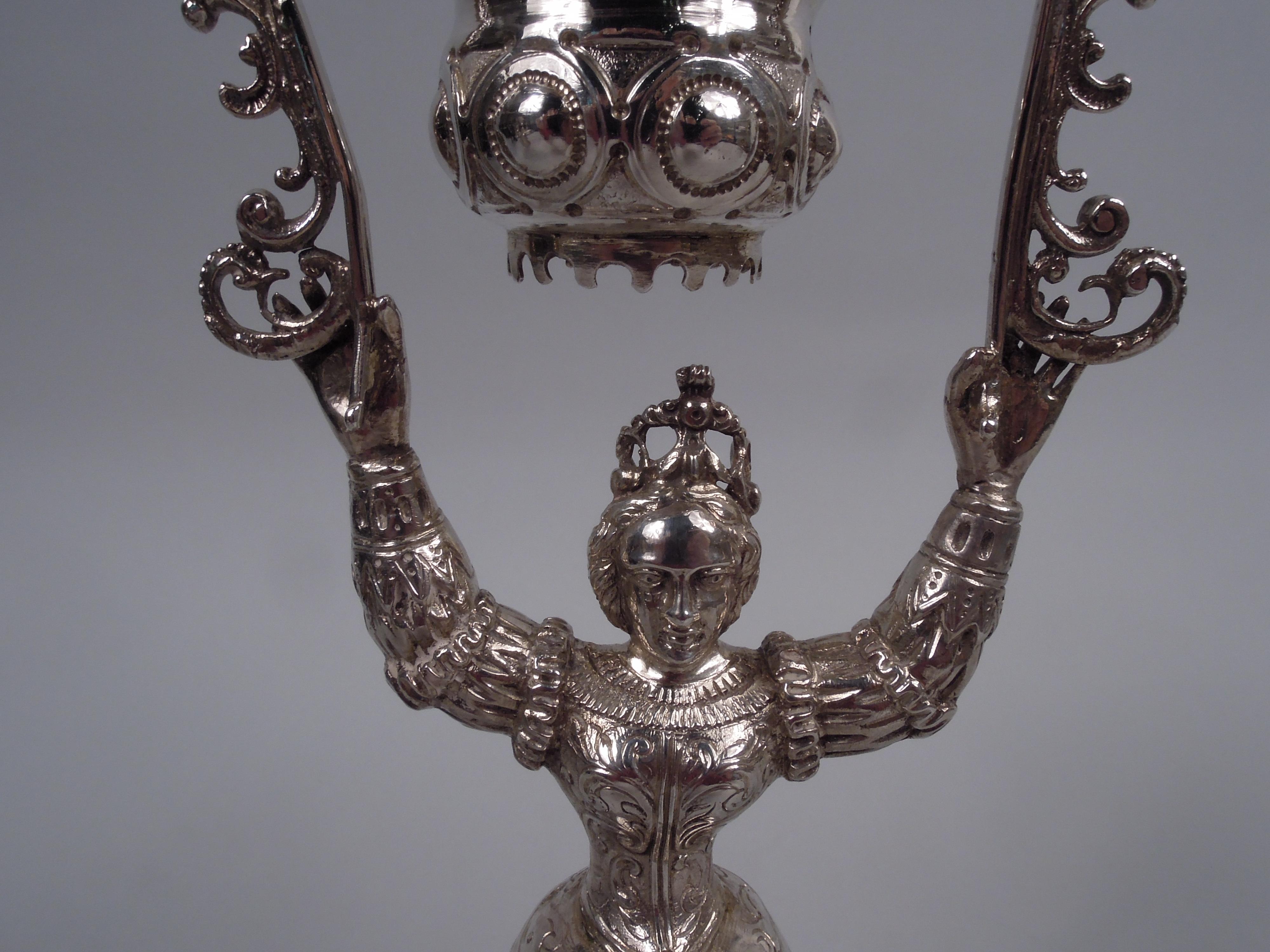 Paar antike Neresheimer-Hochzeitsbecher aus deutschem Silber von König und Königin im Angebot 1