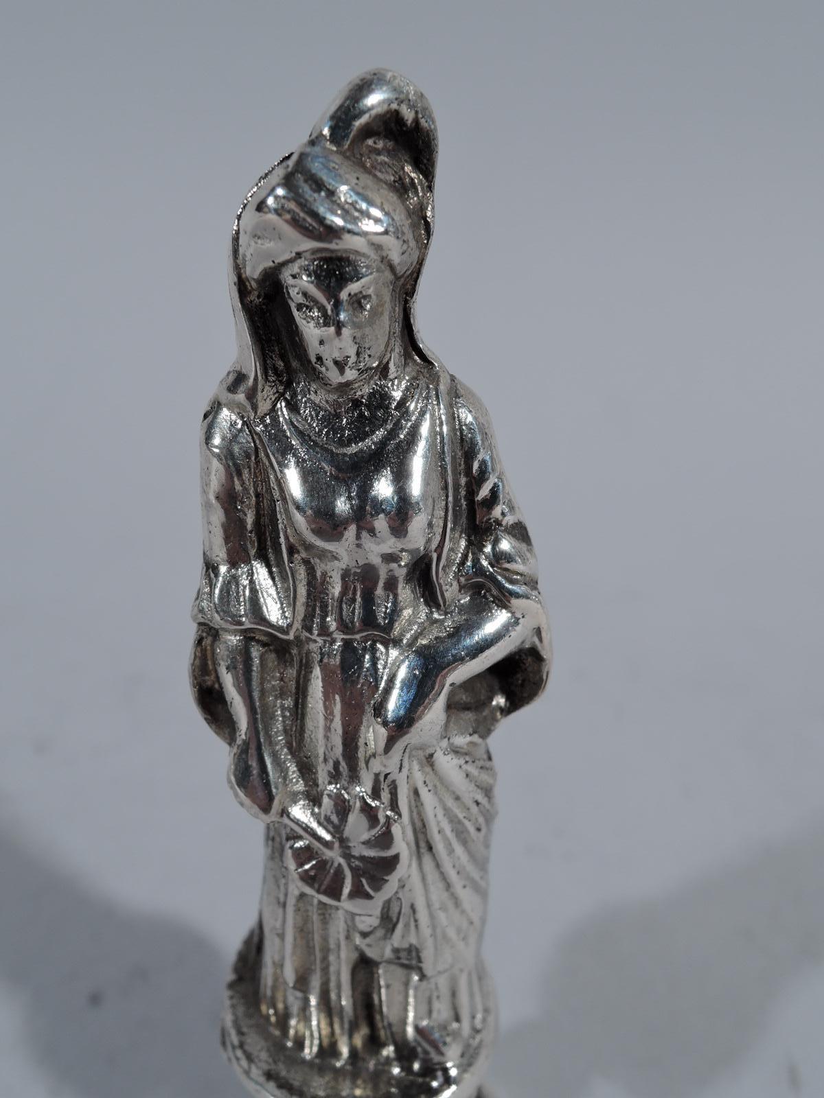 Argento Coppia di antiche figure storiche in miniatura in argento di Neresheimer Hanau in vendita