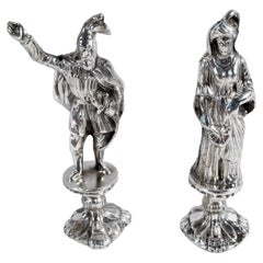 Pareja de minifiguras históricas antiguas de plata de Neresheimer Hanau