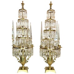 Pair of Antique "North European" Crystal and Bronze Candelabra, circa 1890