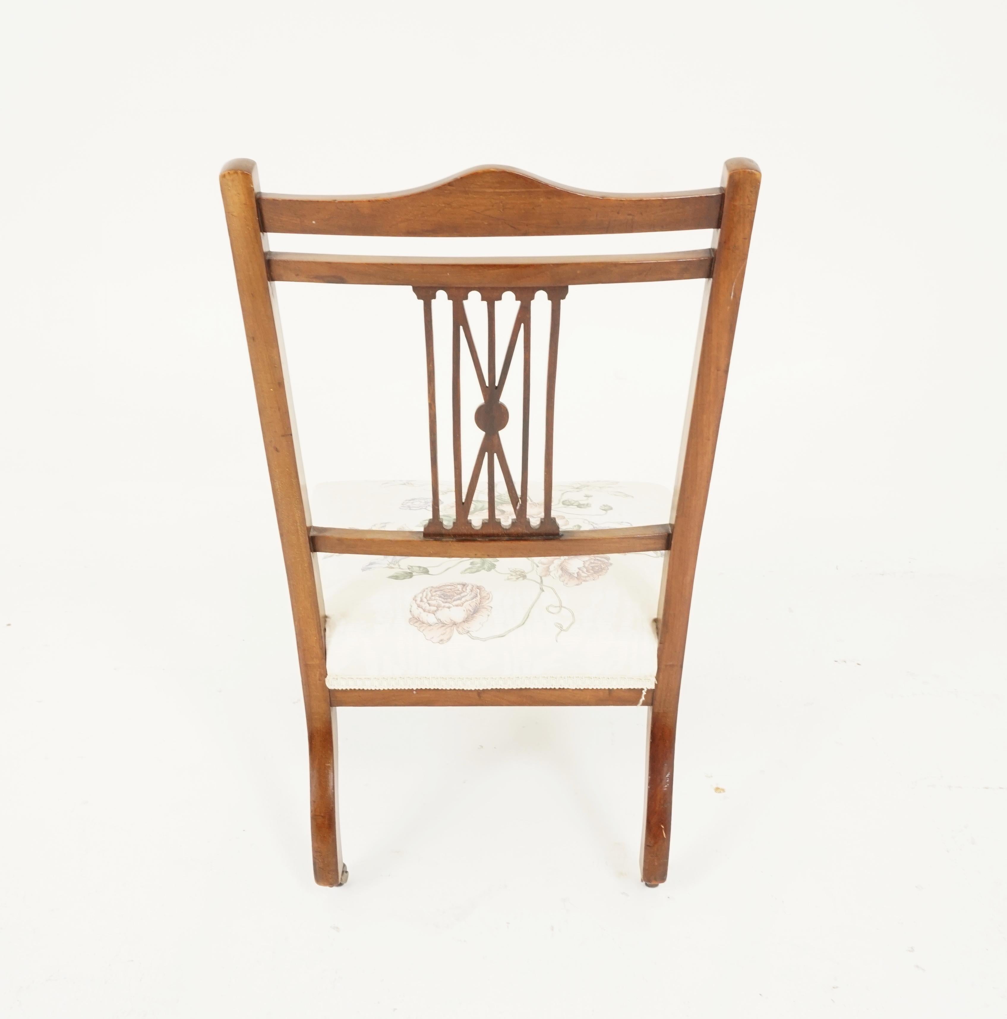 Pair Of Antique Nursing Chairs, Edwardian, Inlaid Walnut, Scotland 1910, H320 For Sale 4