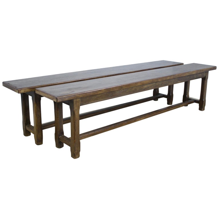 Pair of Antique Oak Benches For Sale at 1stdibs