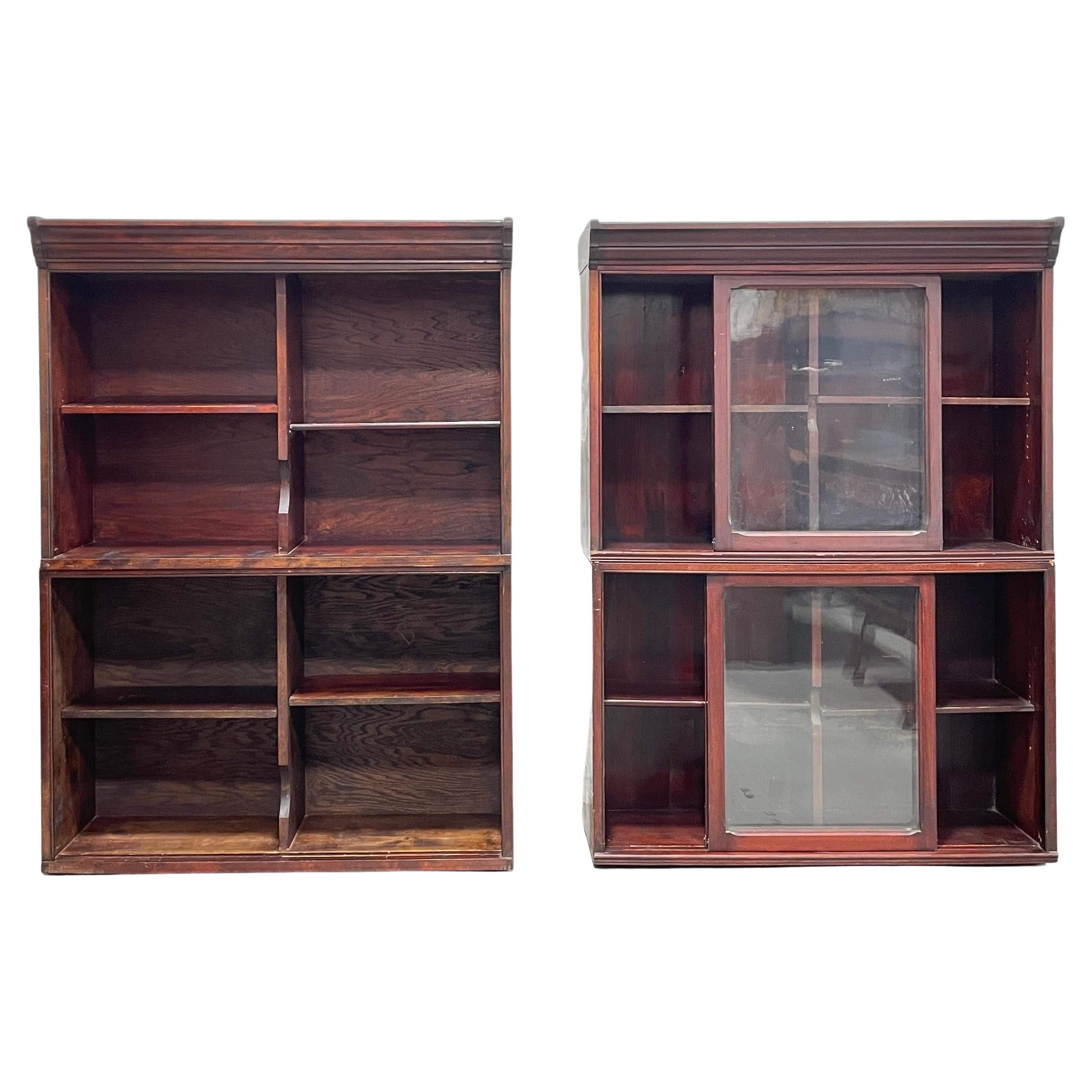 Pair of Antique Oak Bookcase / China Cabinet by Danner Furniture, circa 1910s