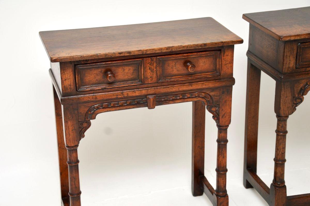 Pair of Antique Oak Console / Side Tables by Titchmarsh and Goodwin For Sale 4