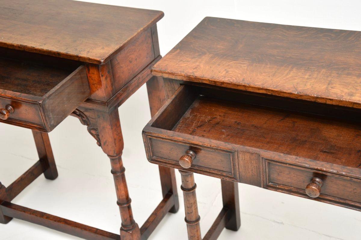 Pair of Antique Oak Console / Side Tables by Titchmarsh and Goodwin For Sale 7