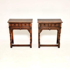Pair of Antique Oak Console / Side Tables by Titchmarsh and Goodwin