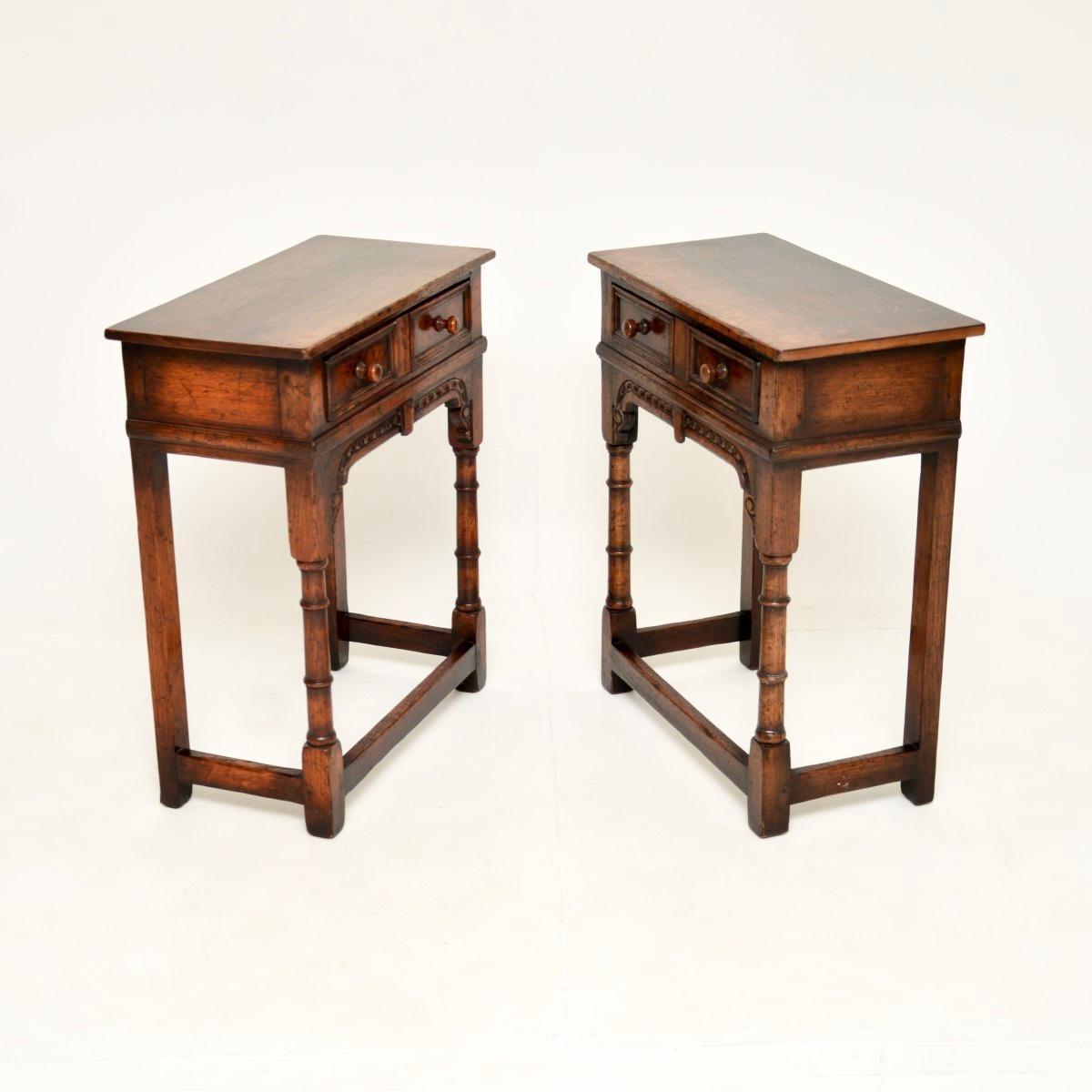 Jacobean Pair of Antique Oak Console / Side Tables by Titchmarsh and Goodwin For Sale