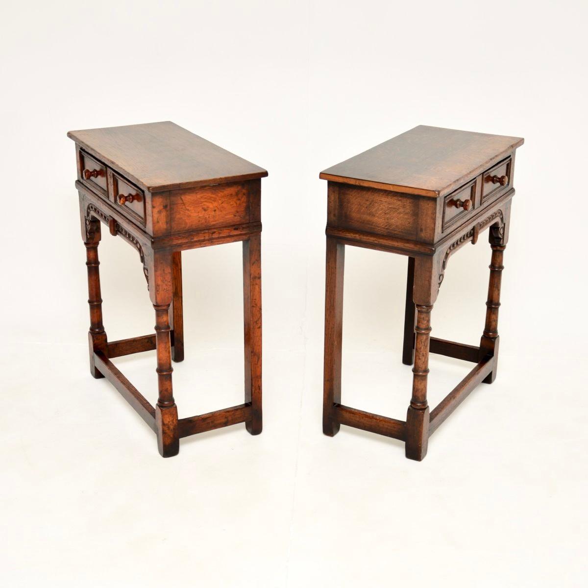 British Pair of Antique Oak Console / Side Tables by Titchmarsh and Goodwin For Sale