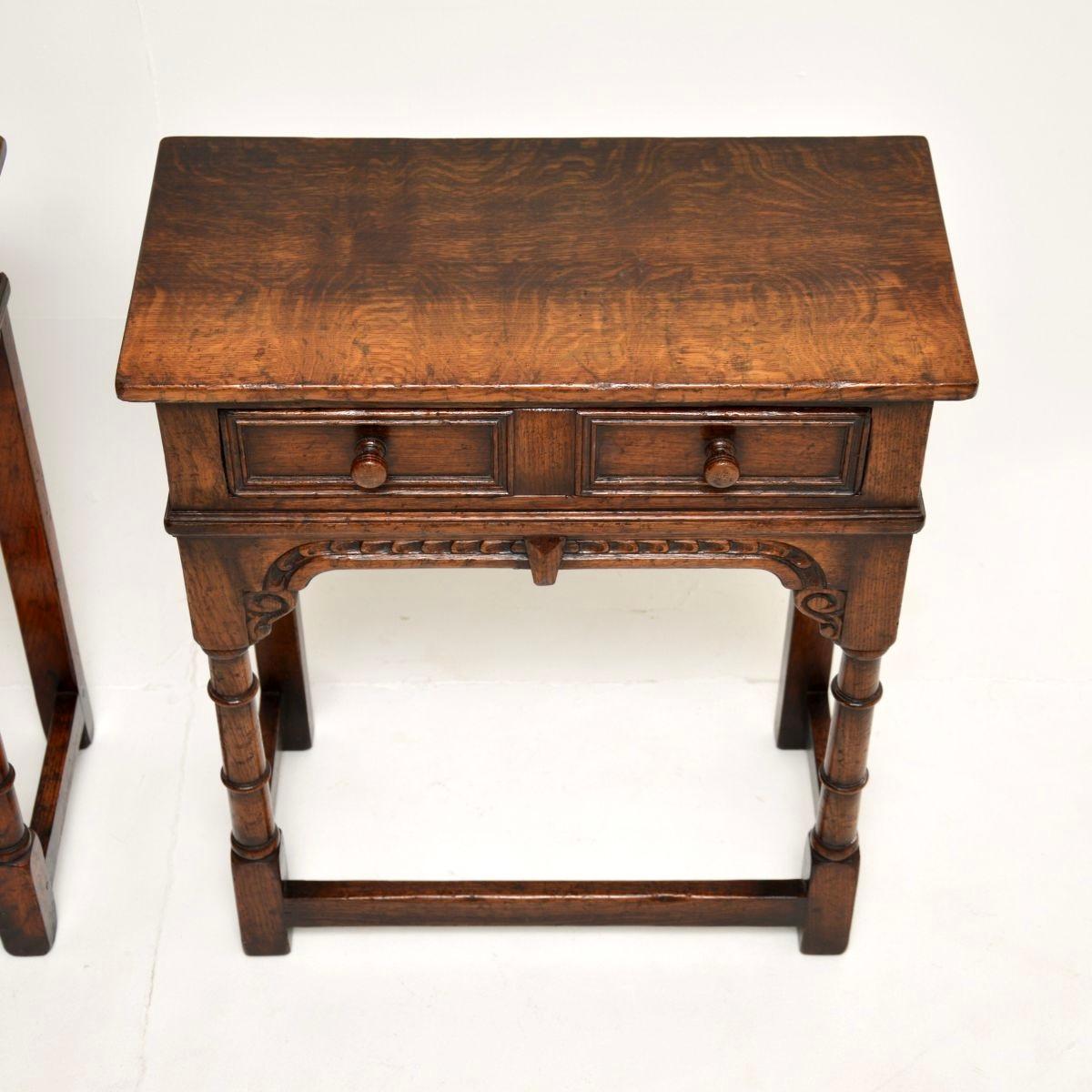 Pair of Antique Oak Console / Side Tables by Titchmarsh and Goodwin For Sale 1